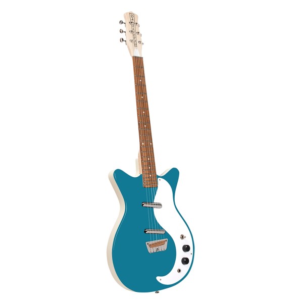 Danelectro Stock 59 Guitar, Aquamarine - angled shot