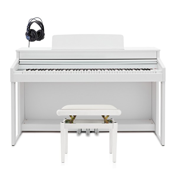 G4M Sonori Low Top Digital Piano Satin White, Custom Bundle
