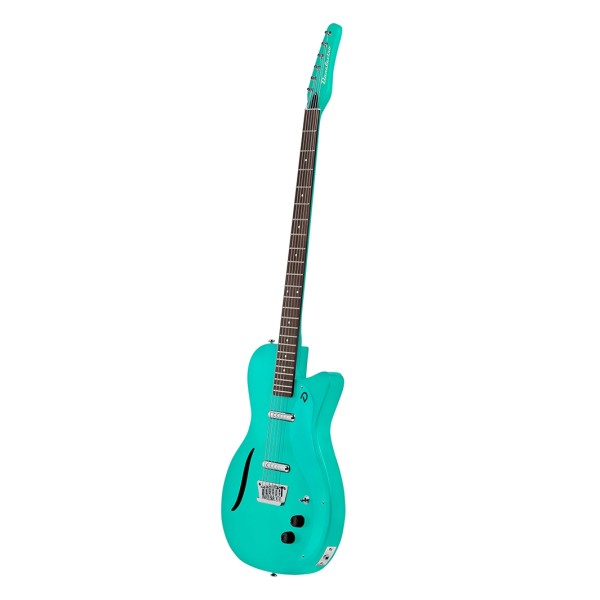 Danelectro Vintage Baritone Guitar, Dark Aqua - angled shot