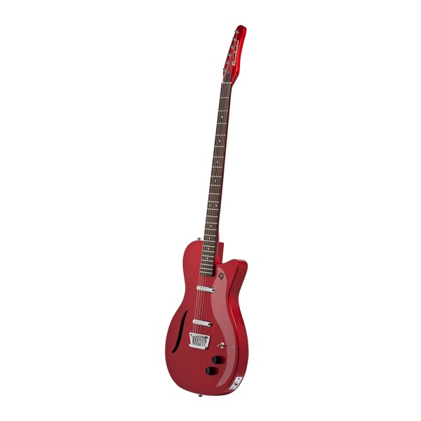 Danelectro Vintage Baritone Guitar, Red Metallic - angled shot
