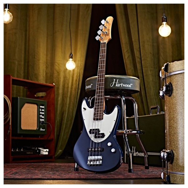 Hartwood Delta Bass Guitar, Metallic Blue