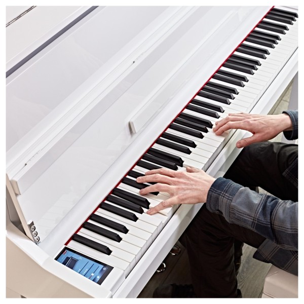 G4M Sonori High Top Digital Piano Polished White, Custom Bundle