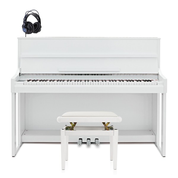 G4M Sonori High Top Digital Piano Polished White, Custom Bundle