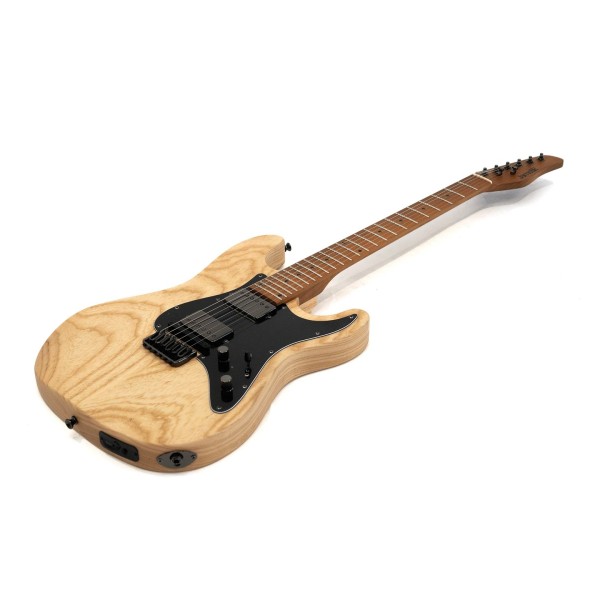 Jamstik Standard MIDI Guitar with Padded Case, Natutal Wood with Black Pick Guard - Angled