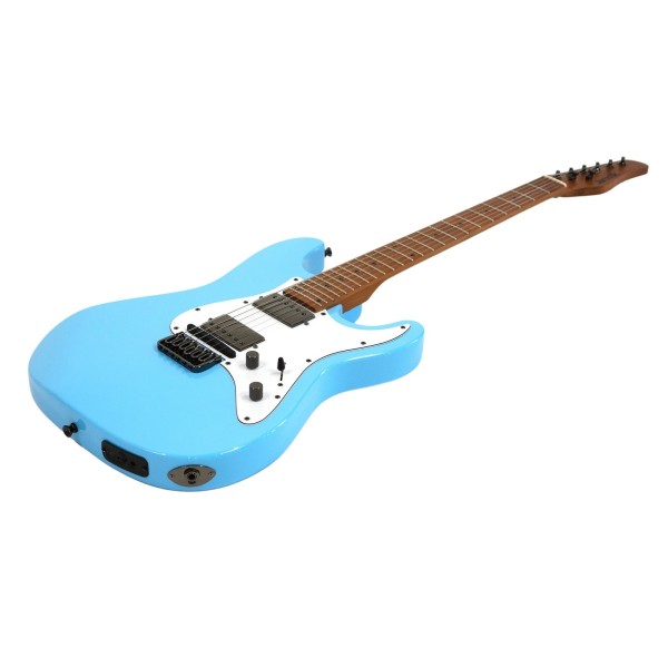 Jamstik Standard MIDI Guitar and Padded Case, Sky Blue with White Pick Guard - Angled