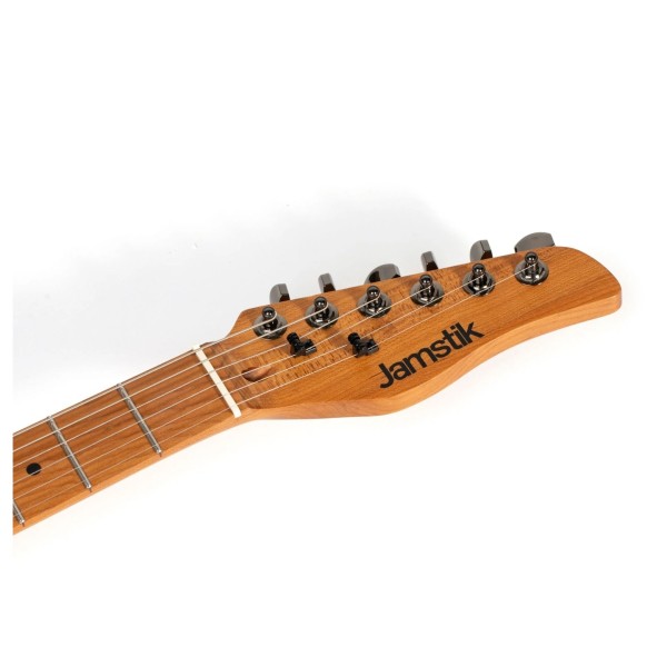 Jamstik Standard MIDI Guitar and Padded Case, White/Cream - Headstock