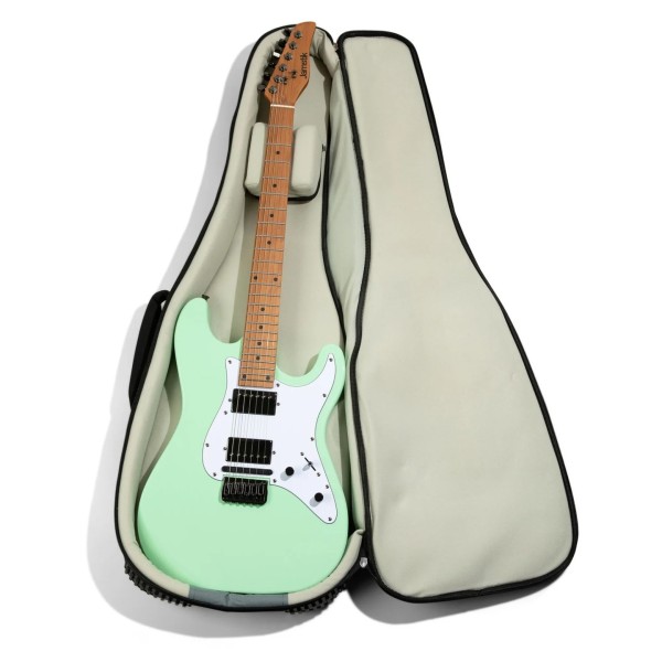 Jamstik Standard MIDI Guitar with Padded Case, Surf Green - Case Open 