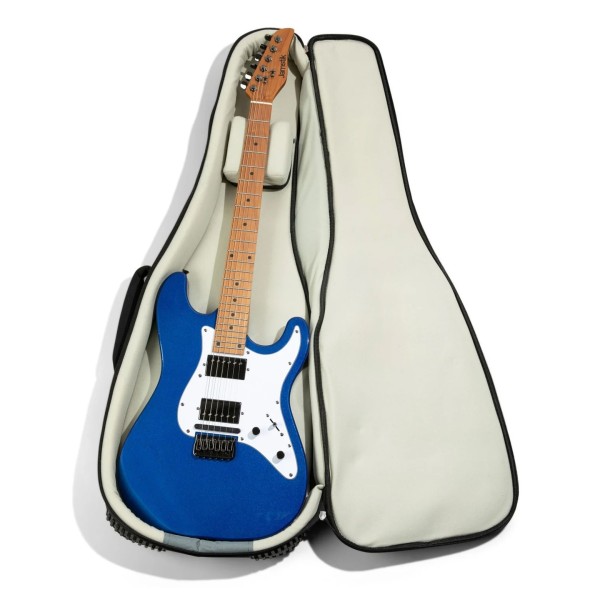 Jamstik Standard MIDI Guitar and Padded Case, Royal Blue - Case Open