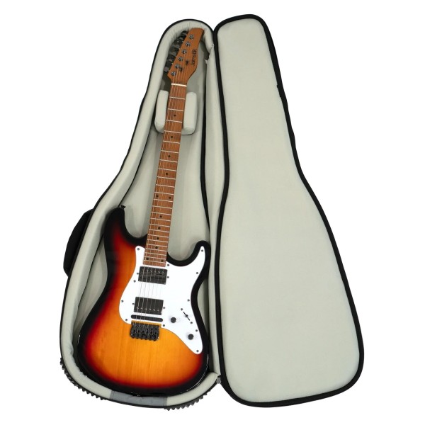Jamstik Standard MIDI Guitar and Padded Case, Sunburst - Case Open