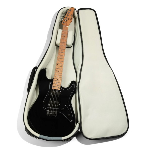 Jamstik Standard MIDI Guitar and Padded Case, Black - Case Open