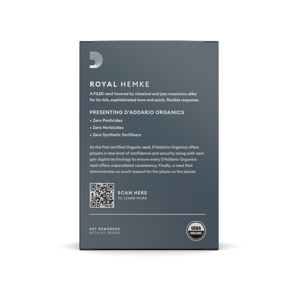 D'Addario Royal Hemke Organic Soprano Saxophone Reeds, 3.5 (10 Pack) 3