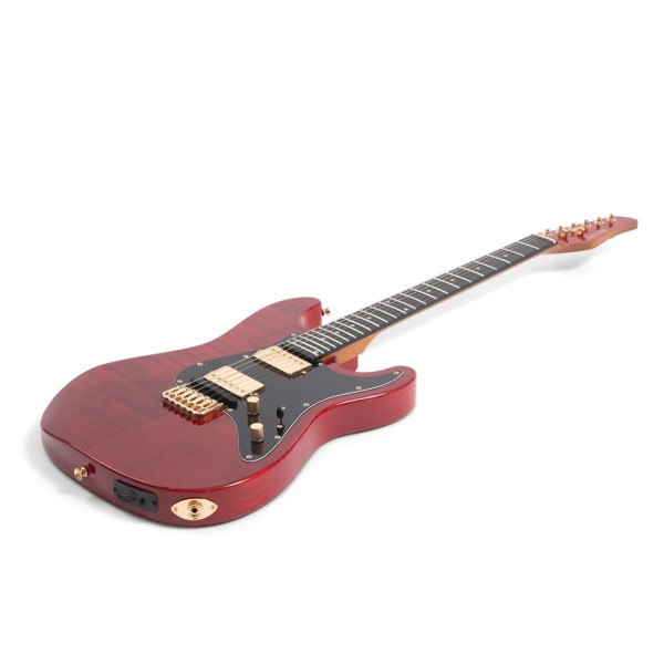 Jamstik Deluxe MIDI Guitar and Hard Case, Cherry Burst with Black Pick Guard - Angled