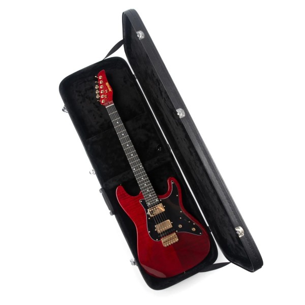 Jamstik Deluxe MIDI Guitar and Hard Case, Cherry Burst with Black Pick Guard - Case Open