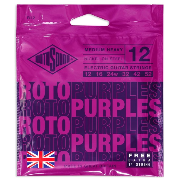 Rotosound R12 Roto Purple Nickel Electric Guitar Strings, 12-52