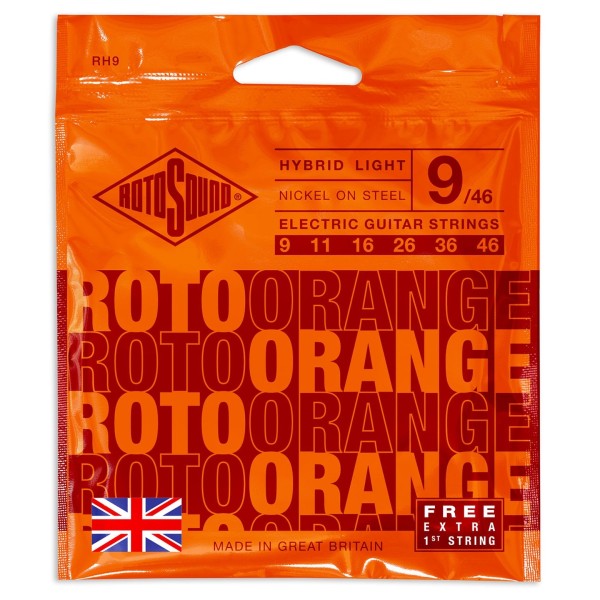 Rotosound RH9 Roto Orange Hybrid Nickel Guitar Strings, 09-46