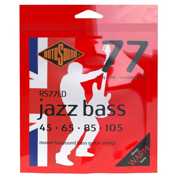 Rotosound RS77LD Jazz Bass 77 Flatwound Bass Guitar Strings, 45-105