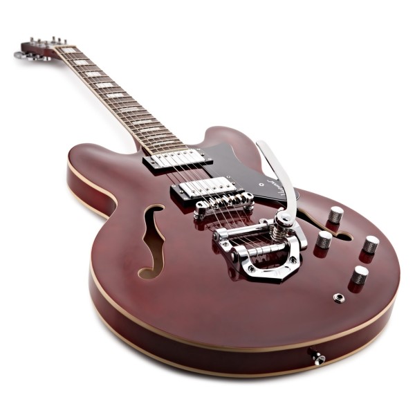 Hartwood Revival Vibrato Semi Acoustic Guitar, Cherry Red