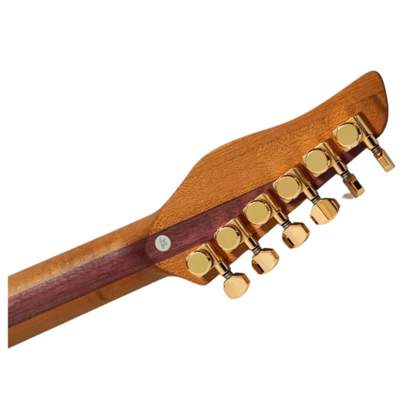 Jamstik Deluxe MIDI Guitar and Hard Case, Natural Wood with Black Pick Guard - Headstock Rear