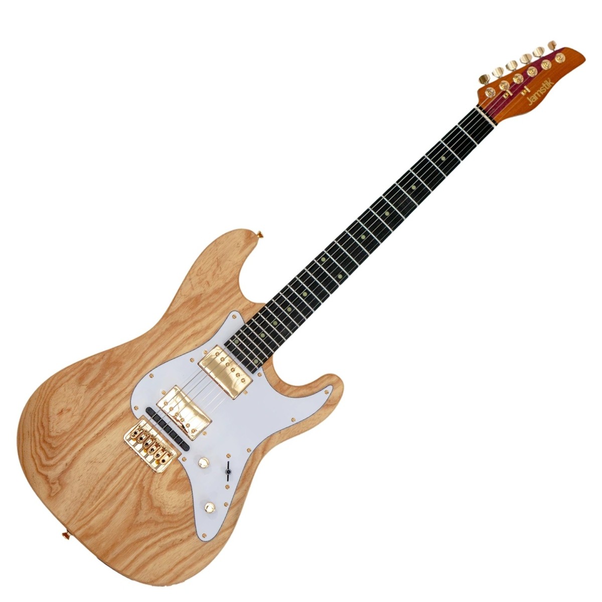 Jamstik Deluxe MIDI Guitar and Hard Shell Case Natural Wood with White Pick Guard
