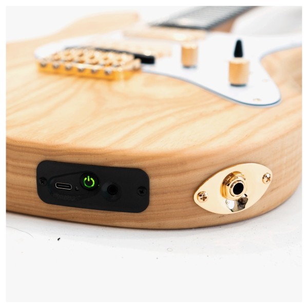 Jamstik Deluxe Wireless MIDI Guitar, Natural with White Pick Guard - Connections 