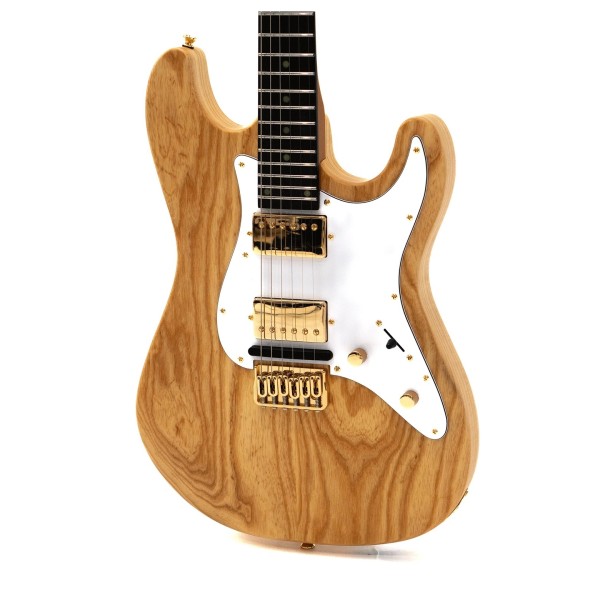 Jamstik Deluxe MIDI Guitar with Hard Shell Case, Natural Wood with White Pick Guard - Body