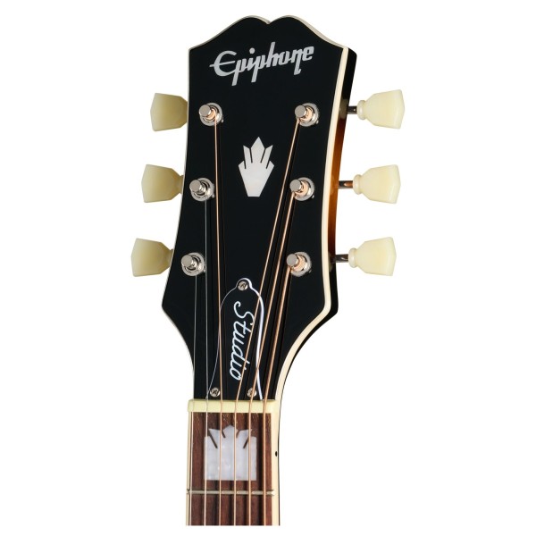 Epiphone J-200 Studio Left Handed, Vintage Sunburst - headstock