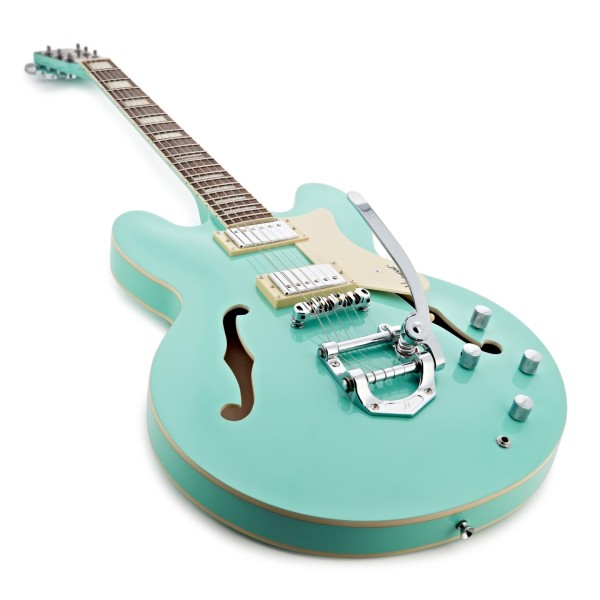 Hartwood Revival Vibrato Semi Acoustic Guitar & Hard Case, Jade Green