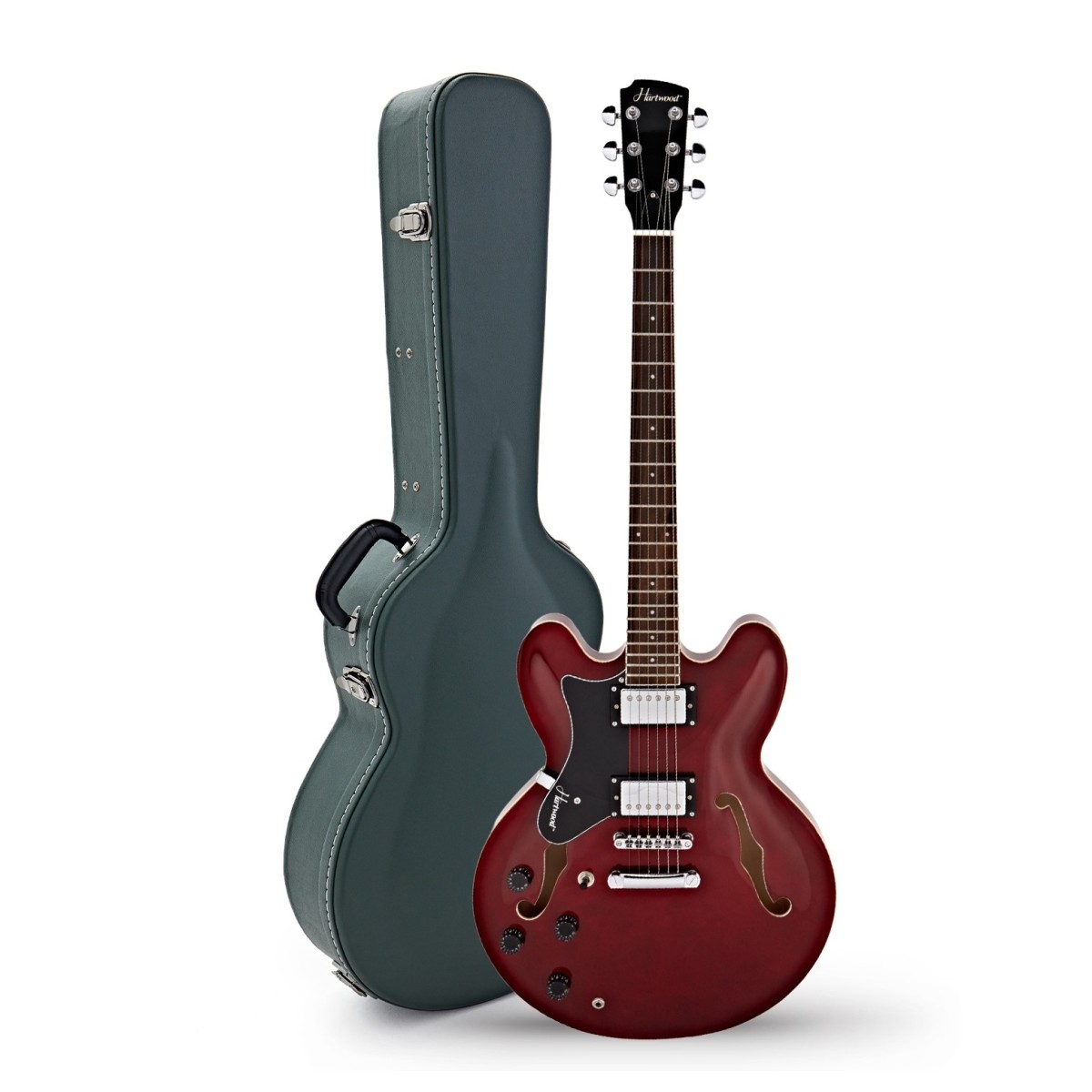 Click to view product details and reviews for Hartwood Revival Left Handed Semi Acoustic Guitar Hard Case Cherry Red.