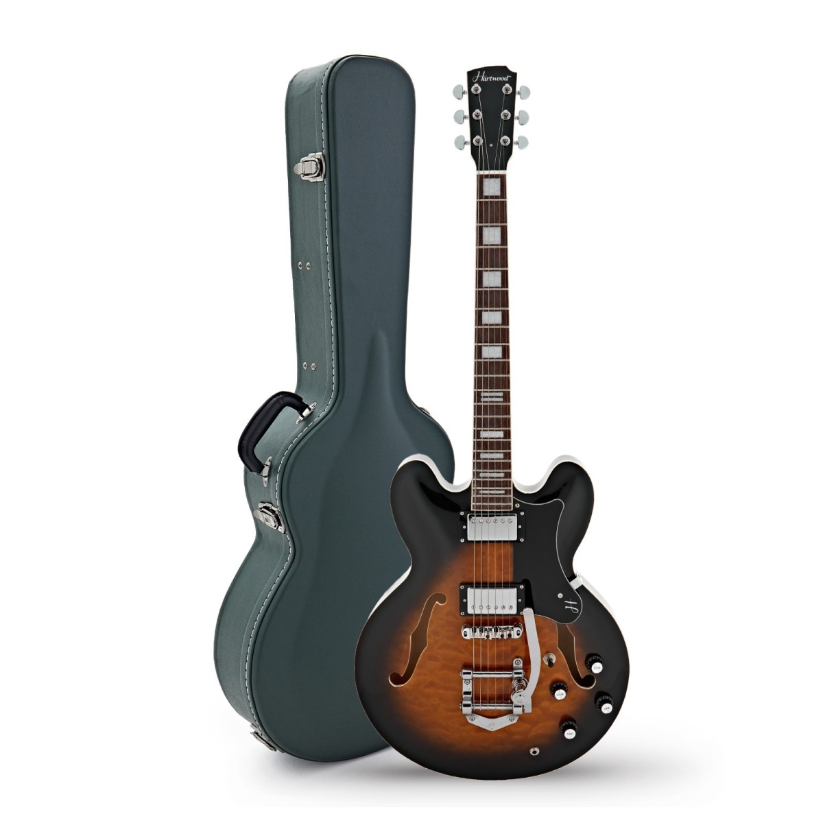 Click to view product details and reviews for Hartwood Revival Legend Tr Semi Acoustic Guitar Hard Case Sunburst.
