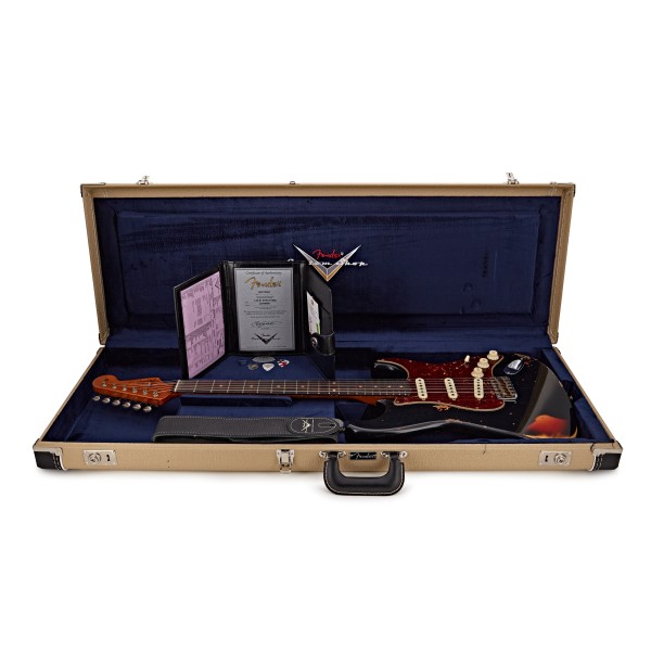 Fender Custom Shop '61 Stratocaster Heavy Relic, Aged Black Over 3 Tobacco Sunburst #CZ579686