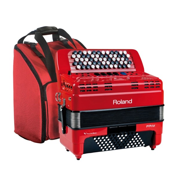 Roland FR-1XB Compact Button Type V-Accordion with Speakers, Red with Bag 1