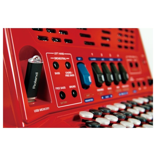 Roland FR-1XB Compact Button Type V-Accordion with Speakers, Red with Bag 5