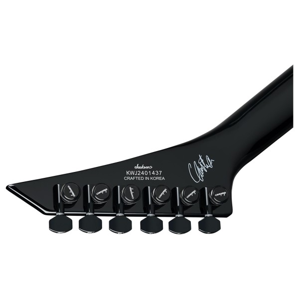 Jackson Pro Plus Series Signature Christian Andreu Rhoads RR24 EVTN, Black with White Bevels - back of headstock