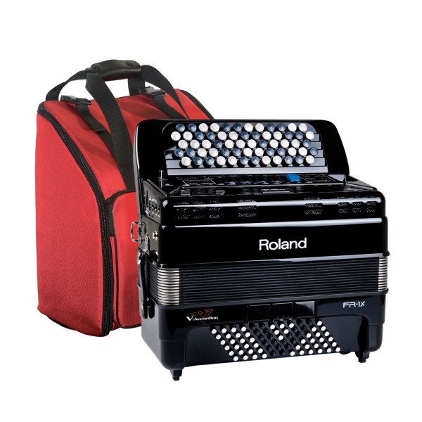 Roland FR-1XB Compact Button Type V-Accordion with Speakers, Black with Bag 1