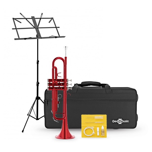Student Trumpet Beginner Pack by Gear4music, Red