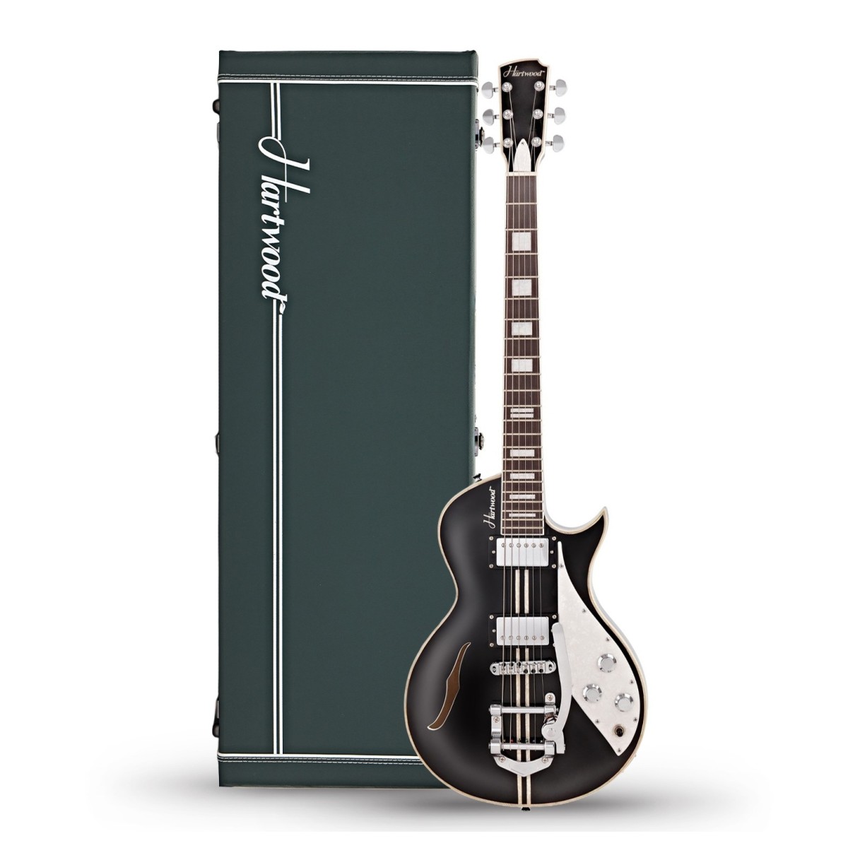 Click to view product details and reviews for Hartwood Speedway Vibrato Electric Guitar Hard Case Greaser Black.