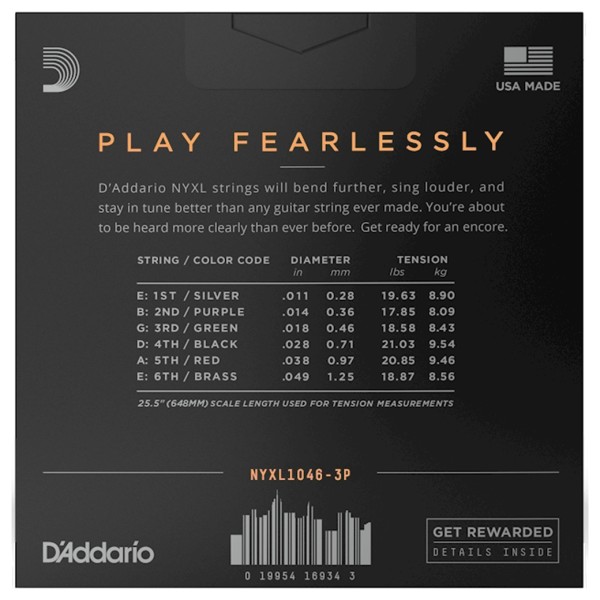 D'Addario NYXL1046-3P 10-46, 3 Pack - back