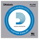 D'Addario PL016 Single Plain Steel .016