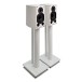 Wharfedale Diamond 9.1 Speakers with Stands, White - Front view, angled