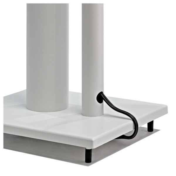 Wharfedale Diamond 9.1 Speakers with Stands, White - Close-up, speaker cable management, bottom