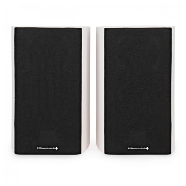 Wharfedale Diamond 9.1 Speakers with Stands, White - Speaker, front-view grilles attached
