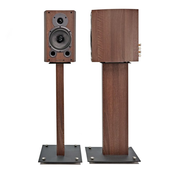 Wharfedale Diamond 9.1 Speakers with Stands, Walnut - Front and side view