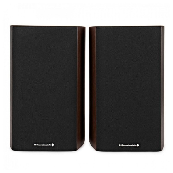 Wharfedale Diamond 9.1 Speakers with Stands, Walnut - Speaker, front view, grille attached