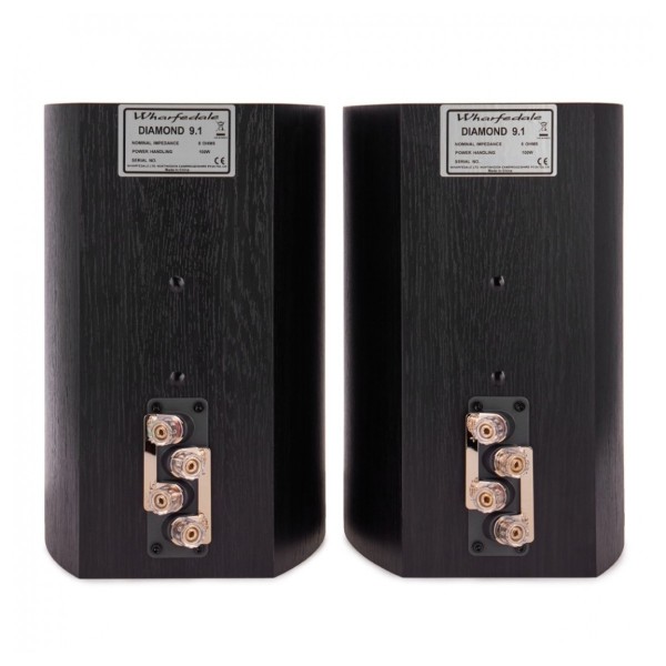 Wharfedale Diamond 9.1 Speakers with Stands, Black - Speaker close-up, rear view