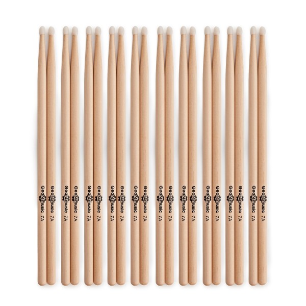 7A Nylon Tip Maple Drumsticks, 10 Pack