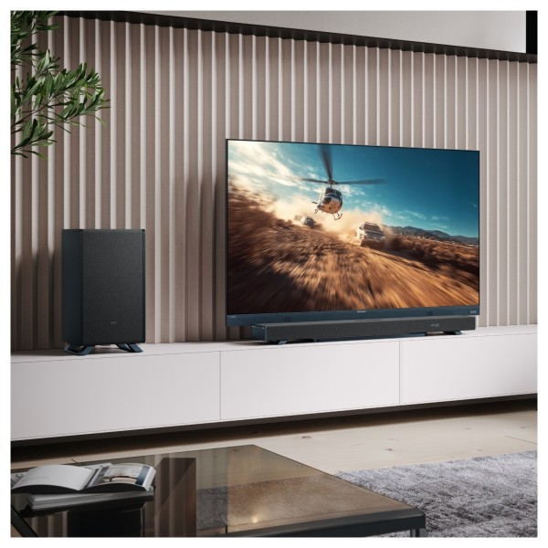 Sharp Q Range Soundbar 3.1.2 Channel Soundbar with Wireless Subwoofer, Black lifestyle 1