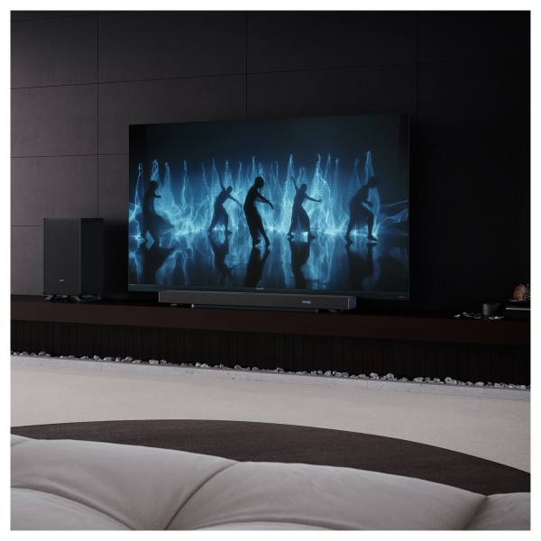 Sharp Q Range Soundbar 3.1.2 Channel Soundbar with Wireless Subwoofer, Black lifestyle  2