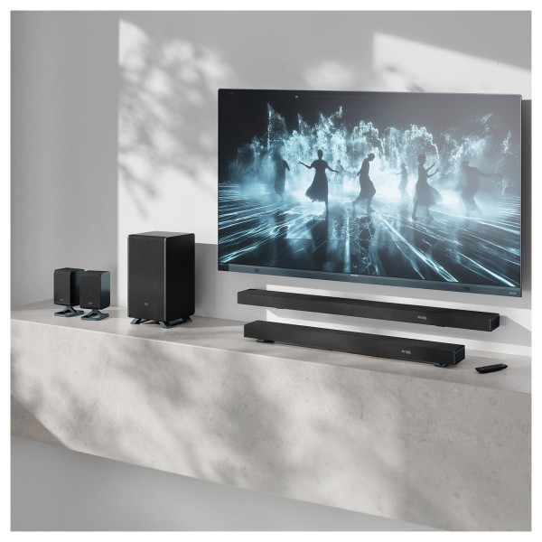 Sharp Q Range Soundbar 3.1.2 Channel Soundbar with Wireless Subwoofer, Black lifestyle 3