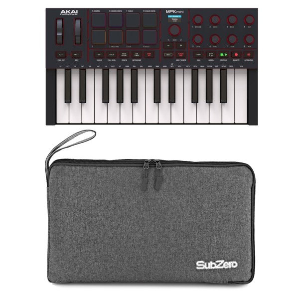 Akai Professional MPK Mini MK4 MIDI Keyboard, Black with Subzero Bag - Main