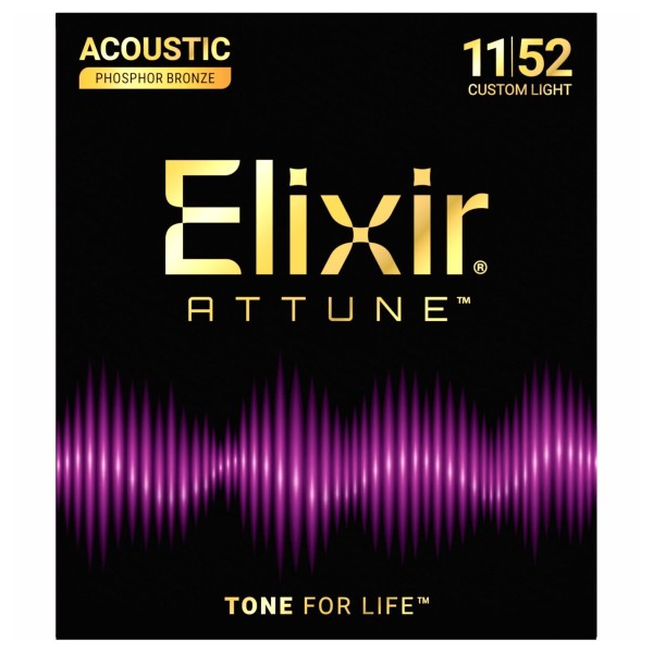 Elixir 21027 ATTUNE 92/8 Phosphor Bronze Custom Light, 11-52